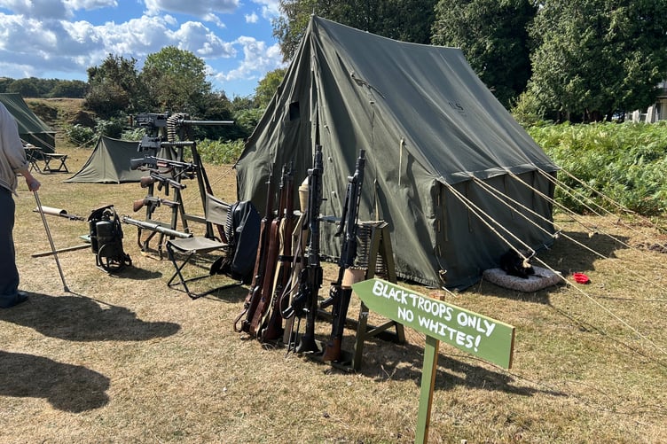 One of the stands telling the story of the US Army, RAF Harrowbeer.