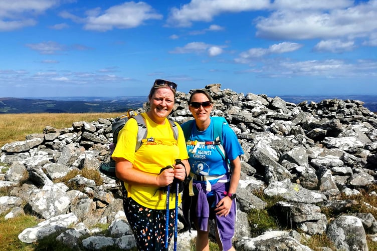 Intrepid Cheryl Dencer with her partner's niece Keily Allen on their 20-mile Dartmoor trek in aid of Endometriosis UK.