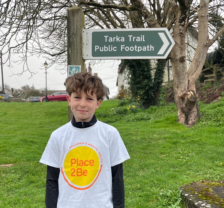 Arthur Belford, 13, has been walking the Tarka Trail to raise funds for children's mental health charity Place2Be.
