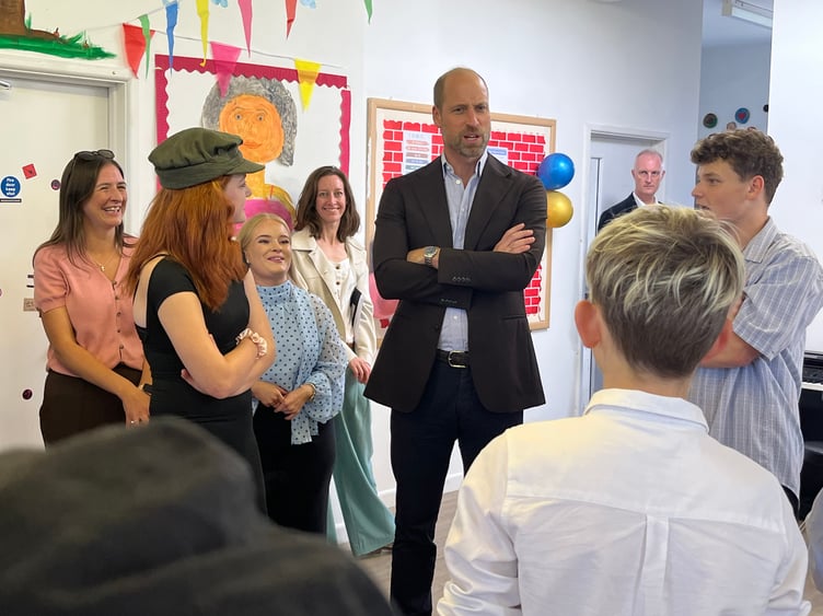 Prince William meets young people at Princetown Youth Club